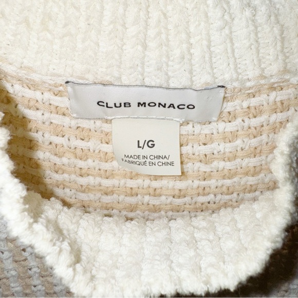 Club Monaco Stitchy Tunic Tank Cream/Tan Sleeveless Sweater Sz Large - Picture 9 of 13